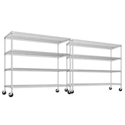 Set of 2 Storage Shelves Metal Shelving with Wheels (2 Count)