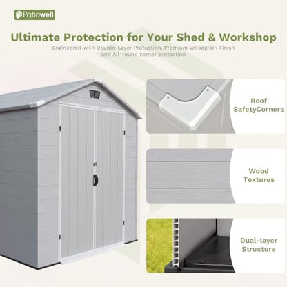 6X10 FT Plastic Outdoor Storage Shed with Floor