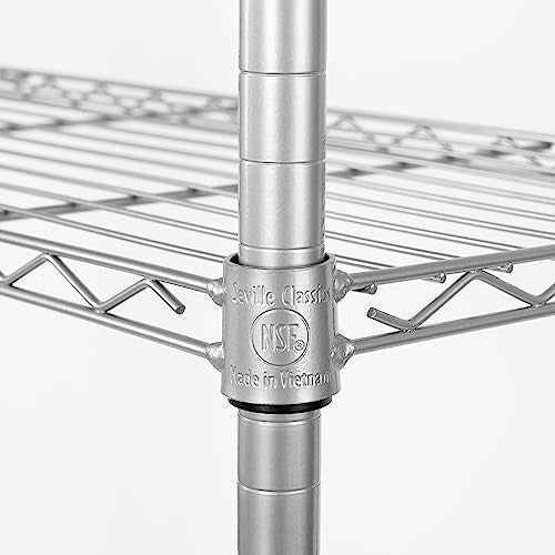 5-Tier NSF-Certified Steel Wire Shelving, 36"W x 14"D x 75.5"H, Silver