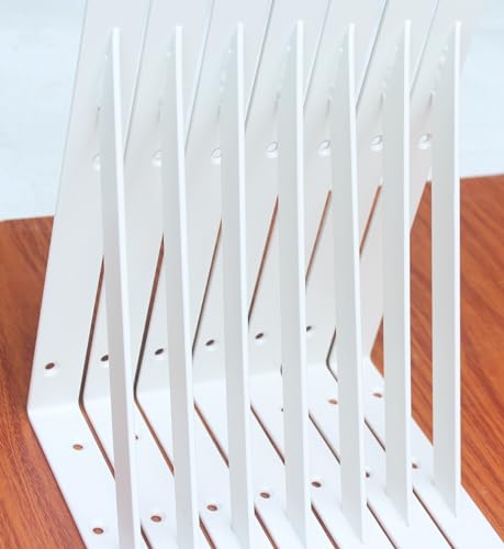 16 Pack L10 x H 8" White Heavy Duty Shelf Brackets with Screws Metal Shelf Brackets Shelf Support Angle Brackets for Shelves L Brackets Heavy Duty Floating Shelf (16 Count)