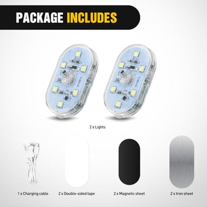 2 PCS White Color Wireless Magnetic LED Interior Lights