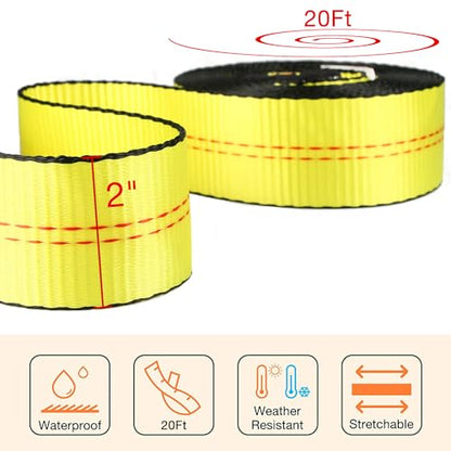 Recovery Tow Strap 2in×20ft Heavy Duty 20 (20 Foot)