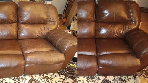 Leather Recoloring Balm Medium Brown Dye Vinyl Car Interior Boat Seat Paint Crafts Furniture Couch Recliner Chair Boot Jacket Shoe Bag Purse Belt Color Restorer Fading Stain Scratch Remover Repair