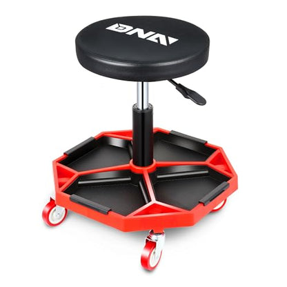 TOOLS 00253 Adjustable Height Pneumatic Garage Seat Rolling Mechanic Stool with Tool Tray Storage