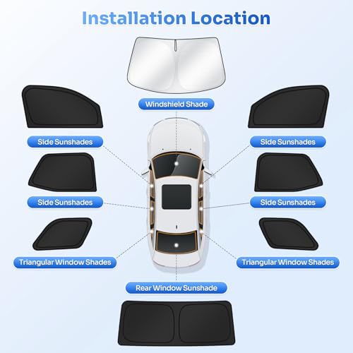 Sunshades for 2025 2026 Toyota 4Runner Accessories Windshield Sun Shade Side Rear Window Shade Cover Sun Visor Shield Privacy Protection for Camping Keep Vehicle Cool Black 8PCS (8 Count)
