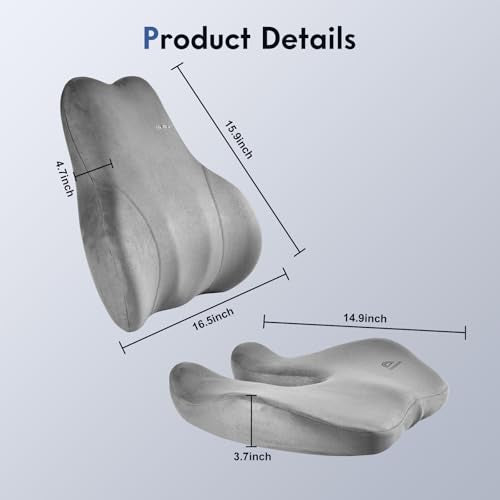 Memory Foam Car Seat Cushion and Lumbar Support Pillow for Car
