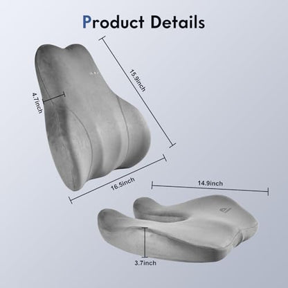 Memory Foam Car Seat Cushion and Lumbar Support Pillow for Car