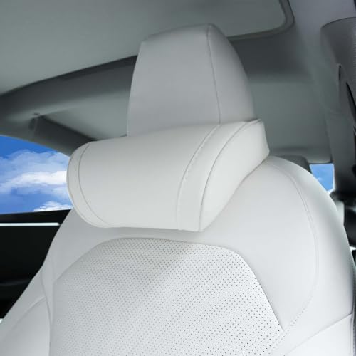Memory Foam Car Neck Pillow Seat Headrest for Tesla White