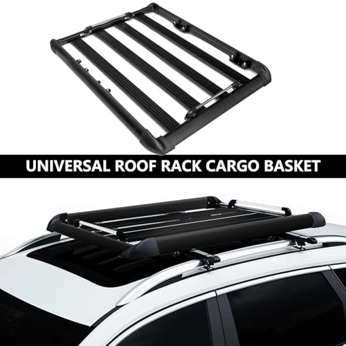 50" x37.8" x3.54" Universal Aluminum Roof Rack Rooftop Cargo Carrier Luggage Basket 330LBS Heavy Duty Car Top Luggage Holder for Cars SUVs and Trucks