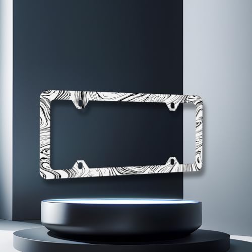 Stainless Steel Abstract Marble Print License Plate Frame 12.3 x 6.3 Inch