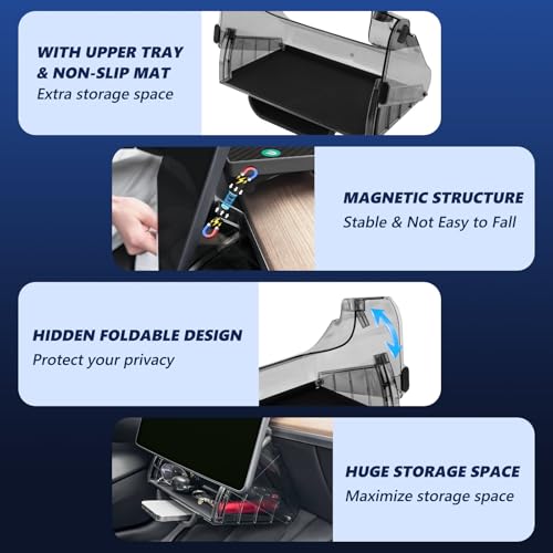 Hideable Under Screen Storage Organizer Compatible with Tesla Model Y 2024