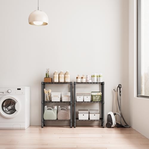 750 lbs 3 Tier Shelf Metal Storage Shelves Shelving Wire Rack Heavy Duty Closet Organizers for Garage Kitchen Bathroom Laundry Black 13.8" D x 23.6" W x 35.5" H