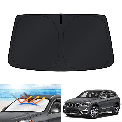 Windshield Sun Shade for 2016 2017 2018 2019 2020 2021 2022 BMW X1 F48 Accessories Custom Fit Sunshade Foldable Window Sun Visor Protector Blocks UV Rays Keep Your Car Cooler