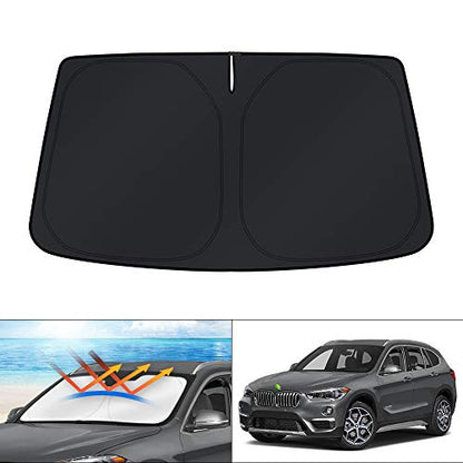 Windshield Sun Shade for 2016 2017 2018 2019 2020 2021 2022 BMW X1 F48 Accessories Custom Fit Sunshade Foldable Window Sun Visor Protector Blocks UV Rays Keep Your Car Cooler