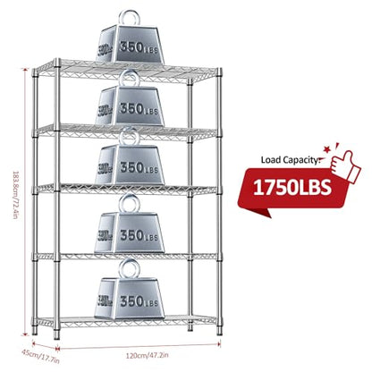 5 Tier Heavy Duty Metal Storage Shelving Unit
