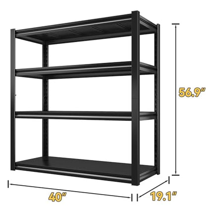 40" W Garage Shelving Heavy Duty Storage Shelves 56.9" H Metal Shelving Heavy Duty Load 1600LBS Adjustable Metal Shelves for Storage for Pantry Kitchen 40" W x 19.1" D x 56.9" H 2 Pack (2 Count)