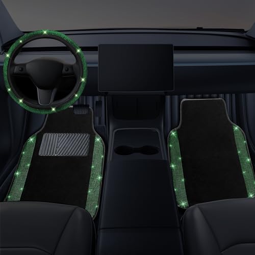 Bling Car Floor Mats Full Set and Steering Wheel Cover