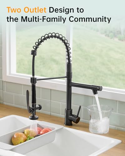 Commercial Kitchen Sink Faucet with Sprayer Oil Rubber Bronze