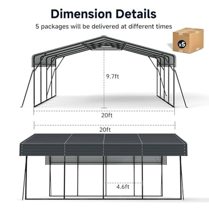 20 x 20FT Heavy Duty Metal Carport