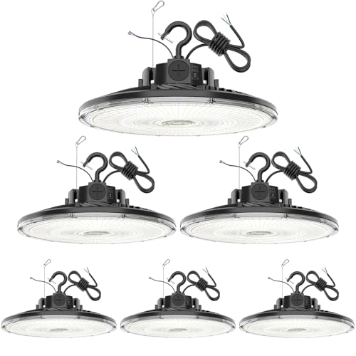 6 Pack 480V LED High Bay Light UL Listed UFO Light 240W 200W 150W Adjustable (6 Count)