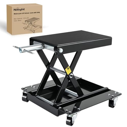 Motorcycle Lift 1100 LBS ATV Scissor Lift Jacks with Dolly Wheels Crank Handle 5.1"