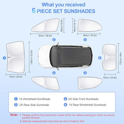 6pcs Car Window Shades for Toyota Camry 2018 (6 Count)