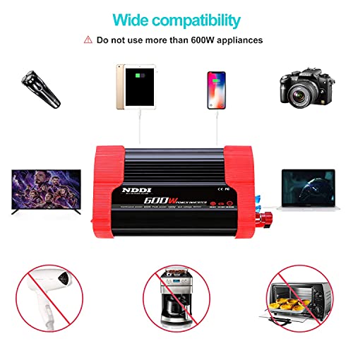 600W Car Power Inverter 12V DC to 110V AC Converter
