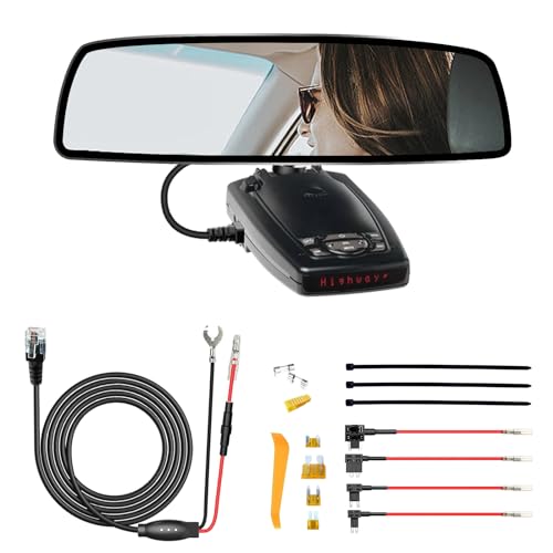 Radar Detector Rearview Mirror Rod Mount and Radar Power Cord Hardwired Kit