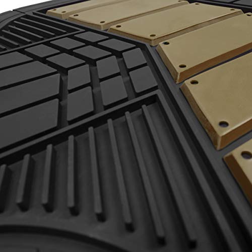 Beige Heavy Duty Front & Rear Rubber Floor Mats Universal Liners for Car SUV Van & Truck