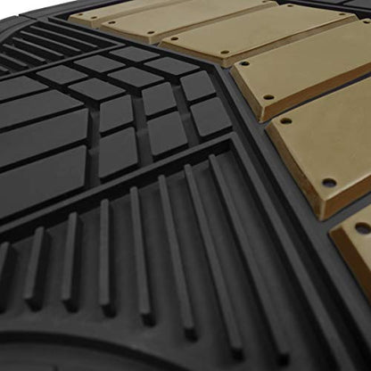 Beige Heavy Duty Front & Rear Rubber Floor Mats Universal Liners for Car SUV Van & Truck