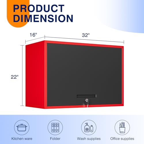Metal Garage Wall Cabinet with Doors and Shelves