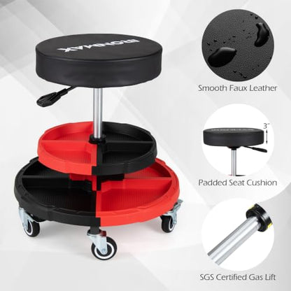 Rolling Mechanic Stool with Cushioned Seat
