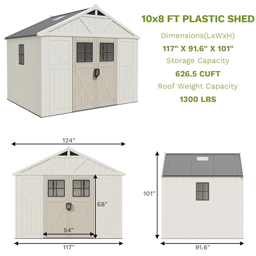 10x8 FT Resin Outdoor Storage Shed