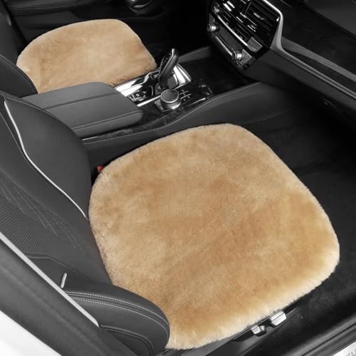 Genuine Sheepskin Car Seat Cushion Seat Covers for Cars Trucks SUV Comfort Seat Protector Pad for Car Driver Seat Car Accessories for Women Office Chair Car Decor