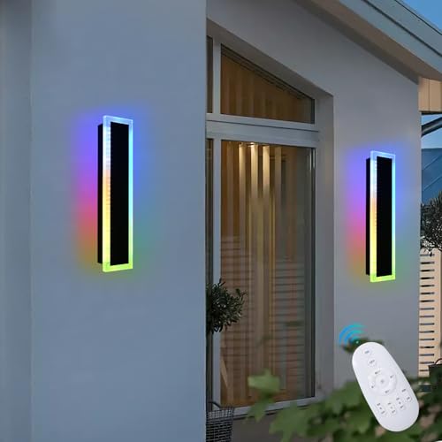 2 Pack RGB LED Outdoor Long Wall Lights (2 Count)