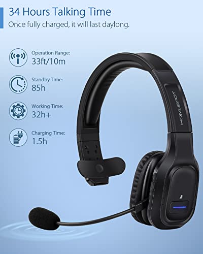 JM100 Trucker Bluetooth Headset with AI Noise Canceling