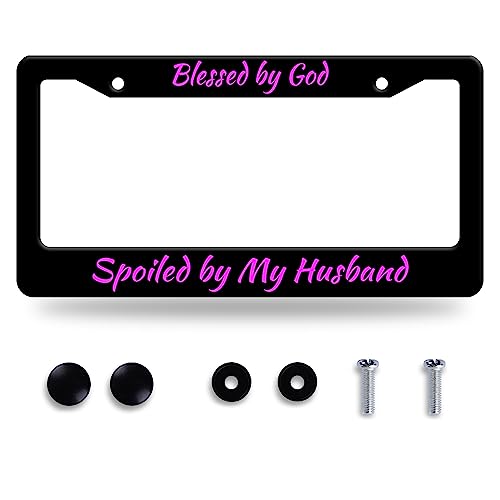 Blessed by God Spoiled by My Husband License Plate Frame 12.3" x 6.3"