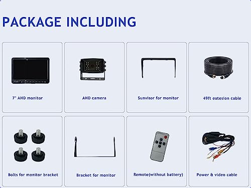 AHD 1080P 7" Reverse Rear View Backup Camera System
