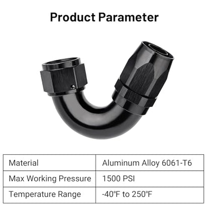 12AN 150 Degree One Piece Full Flow Hose End Fitting Swivel for CPE Braided Hose