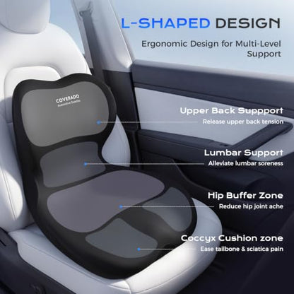 Car Seat Cushion and Lumbar Support Pillow One Piece