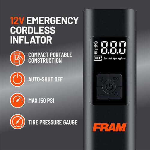 FEK40002 Portable Emergency Tire Inflator with 6000mAh Battery and 12V