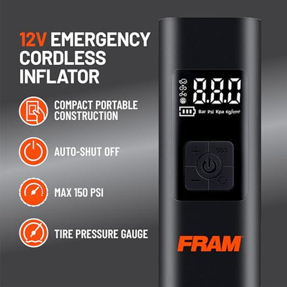 FEK40002 Portable Emergency Tire Inflator with 6000mAh Battery and 12V