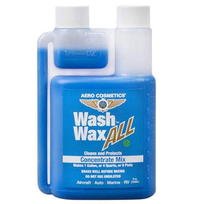 Wet or Waterless Car Wash Wax 8oz Concentrate [Makes 1 Gallon of Wash Wax ALL] Aircraft Quality for Car (8 Fl Oz)