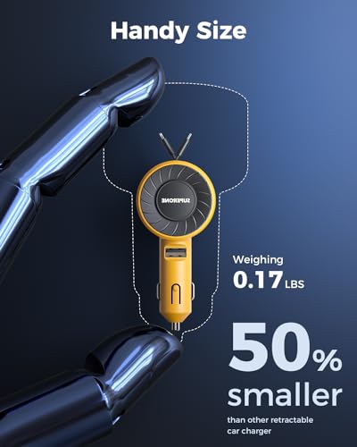3-in-1 Small Car Charger with Retractable Cords