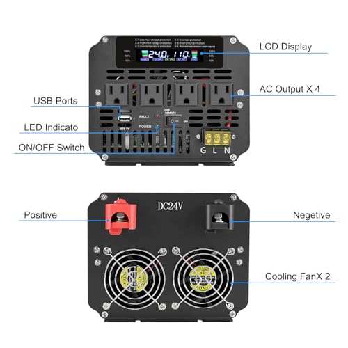 5000W Power Inverter 24V to 110V