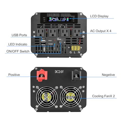 5000W Power Inverter 24V to 110V