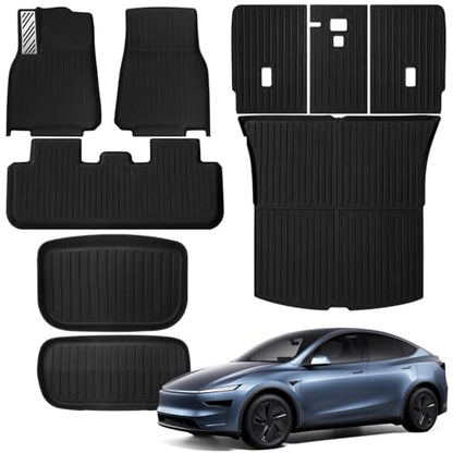 TPE Floor Mats fit for Tesla Model Y Juniper 2026 2025 All Weather TPE Cargo Liner Cargo Trunk Accessories and Cargo Trunk Mats Front Rear Cargo Mat Full Set