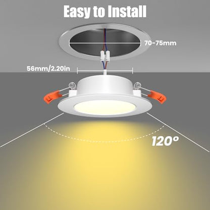 2 Pack RV Recessed LED Ceiling Lights 12V 3”