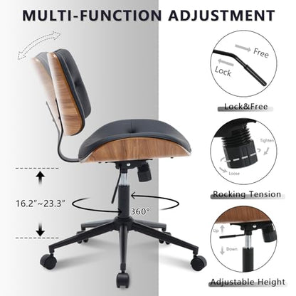 Armless Home Office Chair in Button Style
