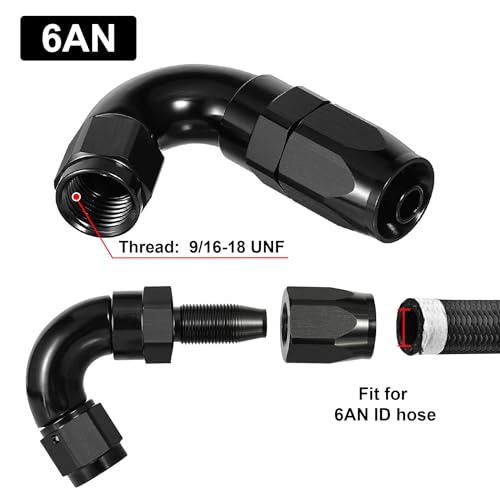 6AN 120 Degree One Piece Full Flow Hose End Fitting Swivel for CPE Braided Hose